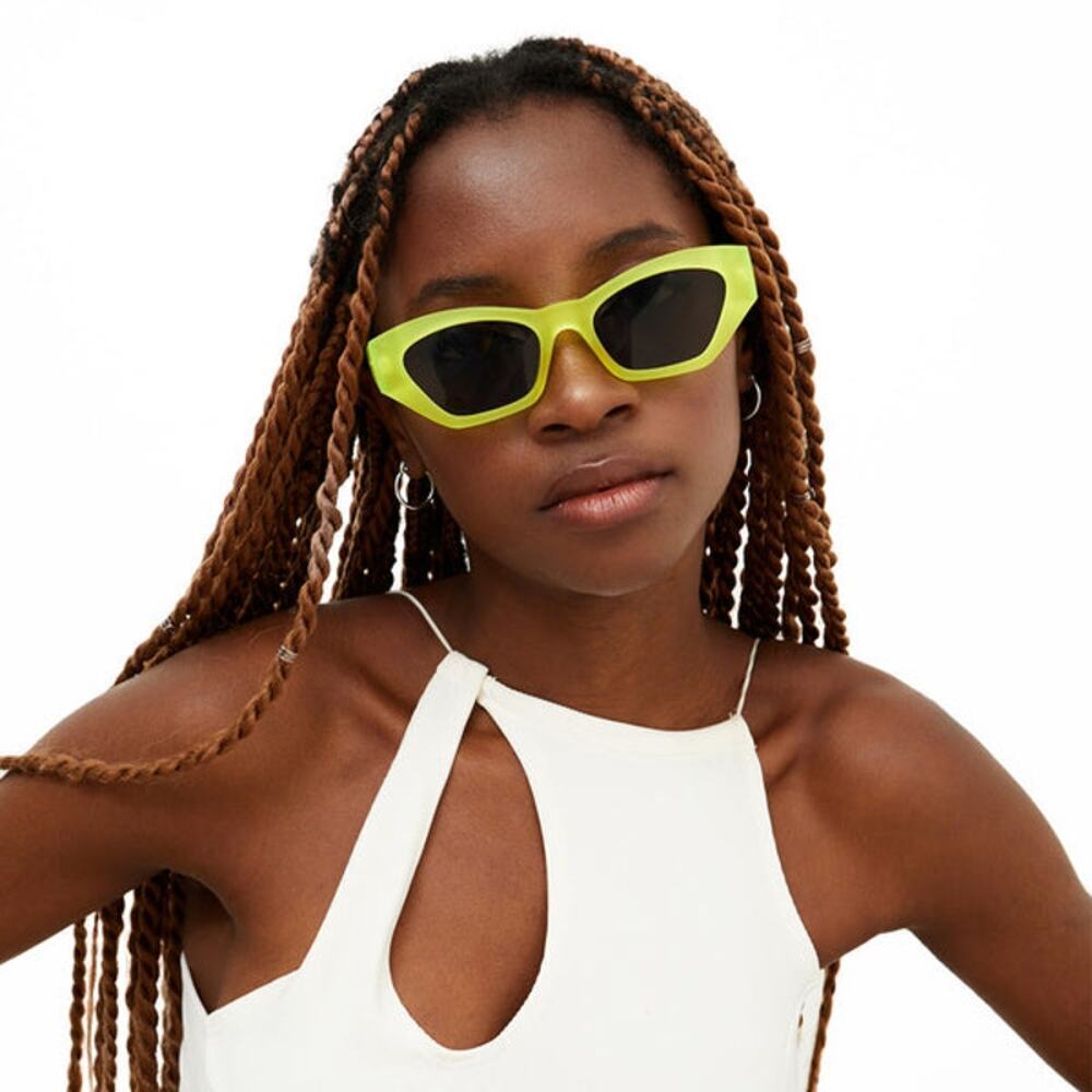 TOPFOXX X Women's Neon Green Bright as my Future Cat Eyes Sunglasses